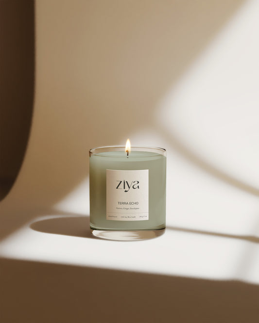 Terra Echo Soy Wax Candle – Vetiver, Ginger & Eucalyptus