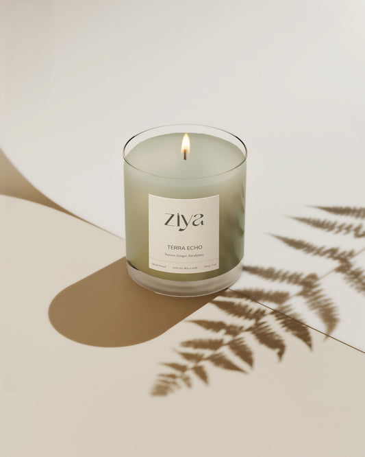 Terra Echo Soy Wax Candle – Vetiver, Ginger & Eucalyptus